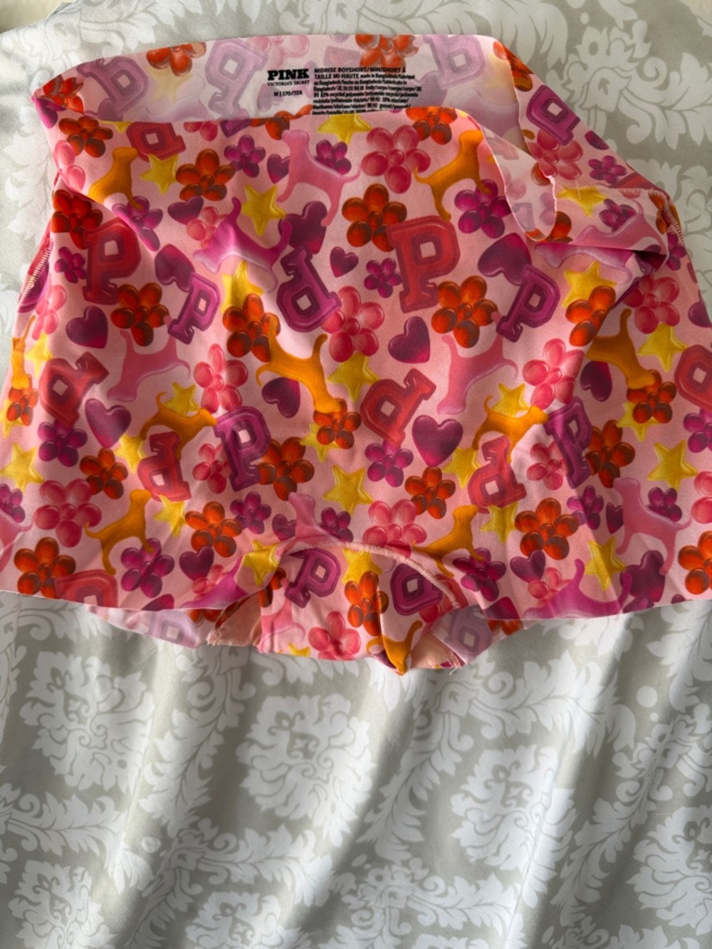 PINK Victoria's Secret Pink Multicolor Heart & Star Graphic Scarf - Picture 3 of 4